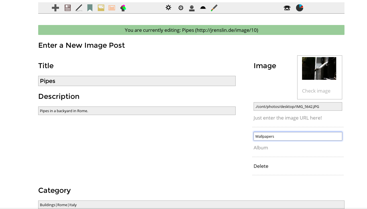 Adding and editing image entries